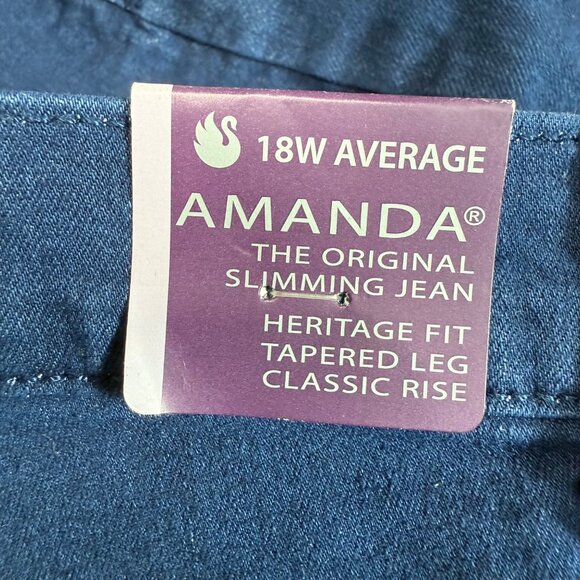 Gloria Vanderbilt Amanda Womens Size 18W Blue Slimming Tapered Leg Denim Jeans - Picture 3 of 12
